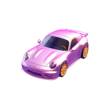 哑光质感精致的汽车玩具3D插画