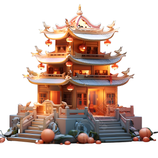 广寒宫梦幻粉灰色图形素材