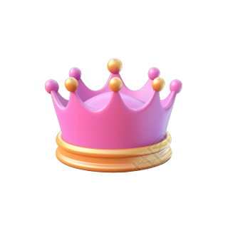 粉色皇冠可爱精简3D物品素材