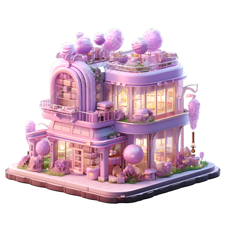 梦幻商业街区店铺3D插图