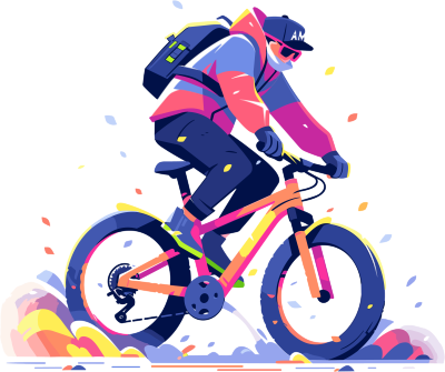 山地骑行运动插画素材