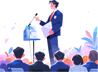 演讲男生2D图形插画商业设计元素
