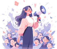 手拿大喇叭的演讲女孩平面艺术素材