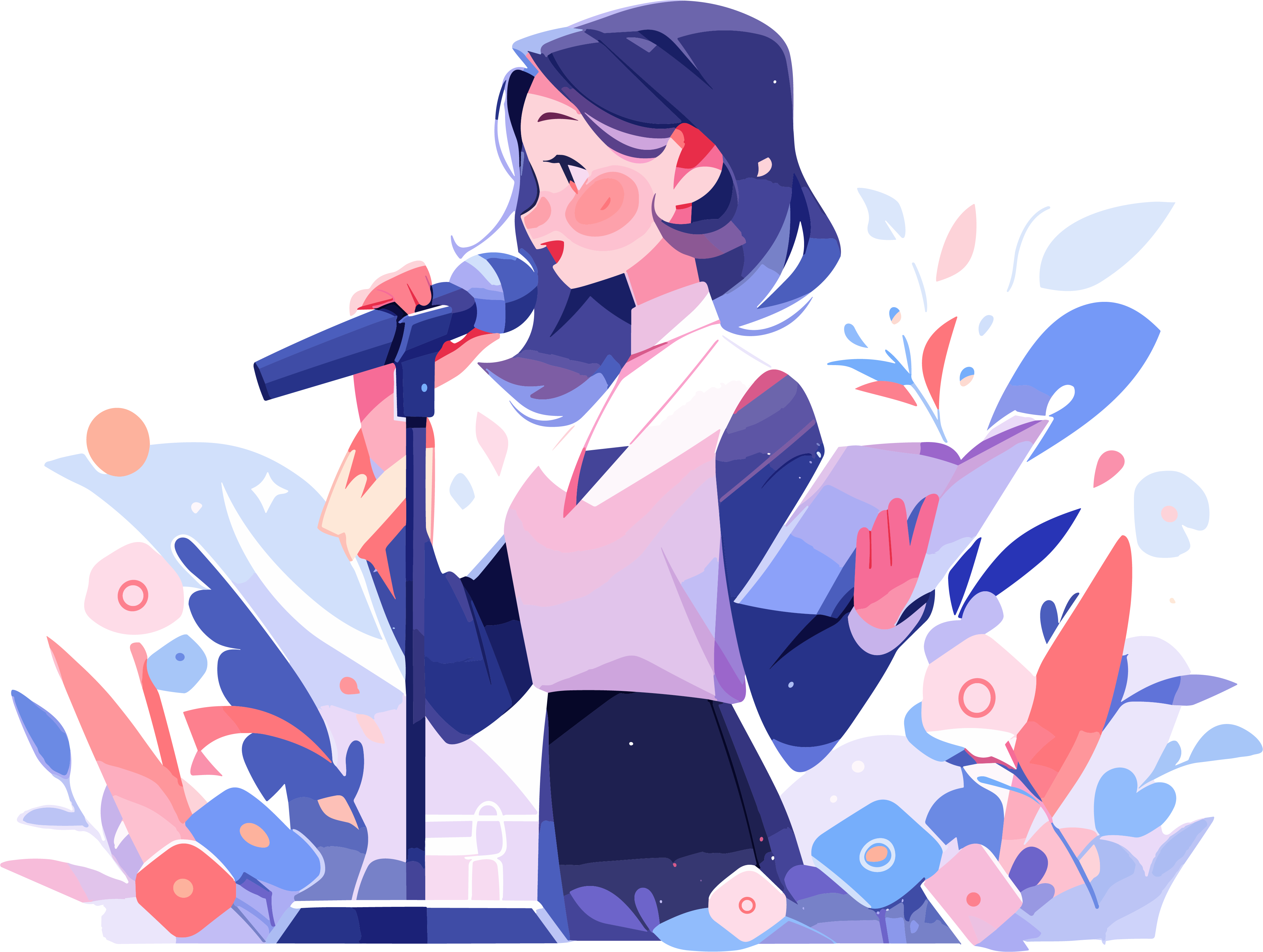 演讲女孩插画设计素材