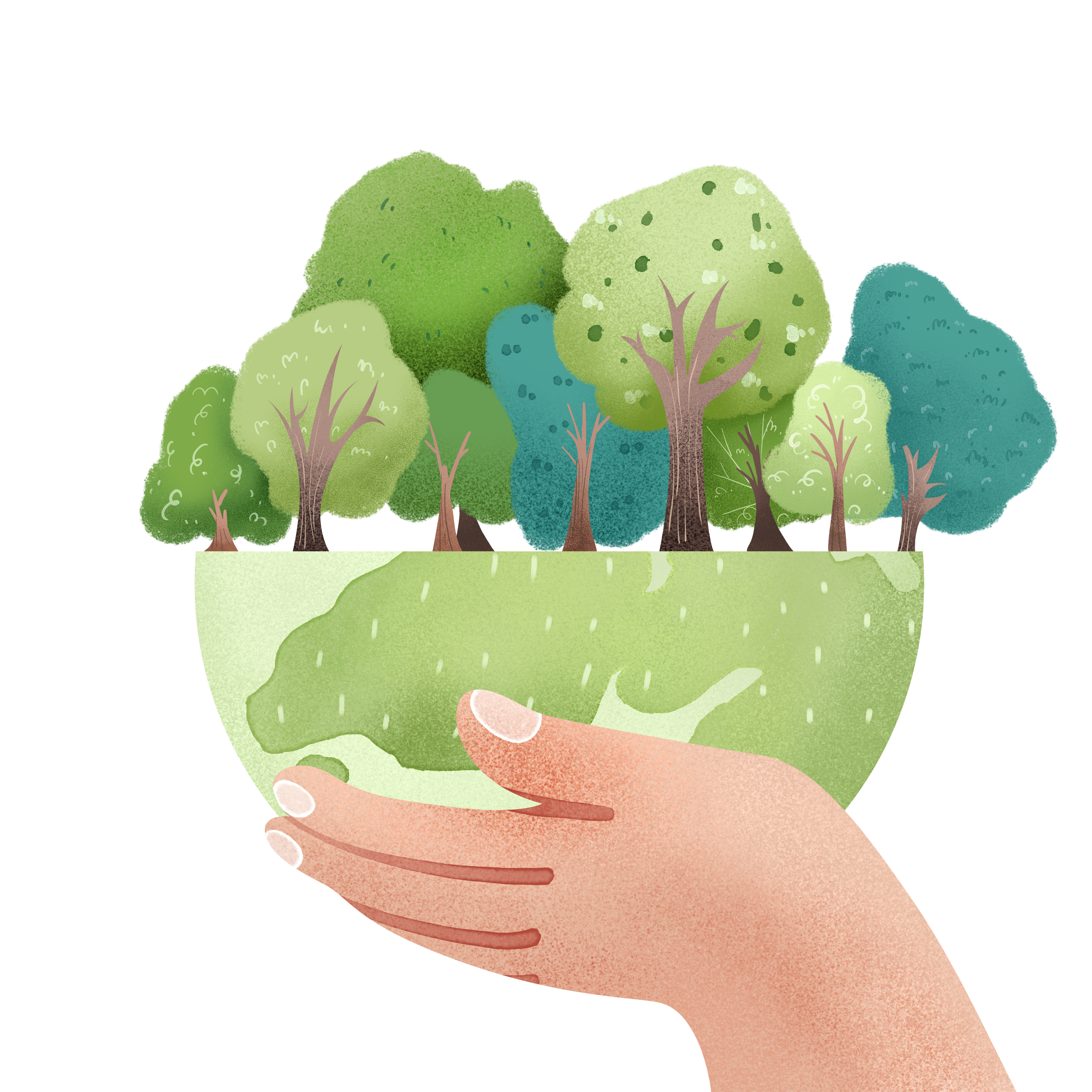 植树造林绘画图片制作方法