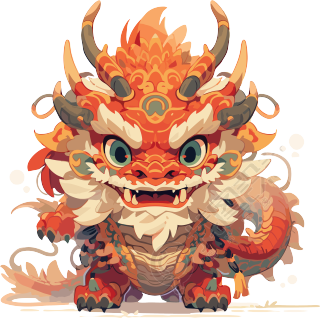 可爱的中国龙图案商业设计插画