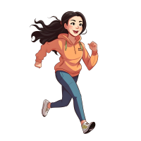 简约运动装亚洲女学生卡通插图