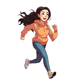 简约运动装亚洲女学生卡通插图