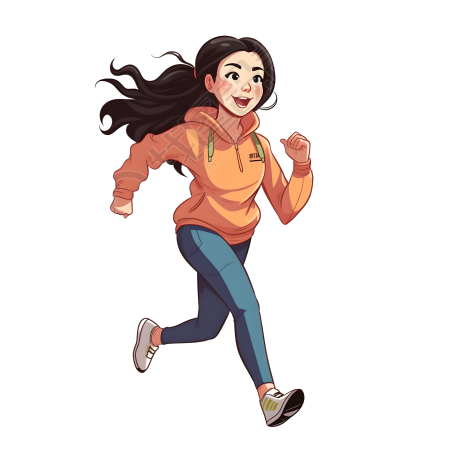 简约运动装亚洲女学生卡通插图