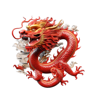 白底3D卡通中国龙饰品设计素材