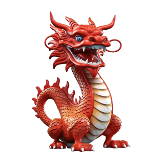可商用素材3D红色中国龙元素