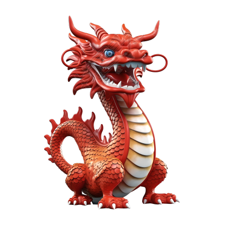 可商用素材3D红色中国龙元素