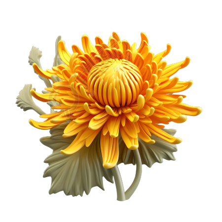可爱黄色菊花3D卡通图案插画