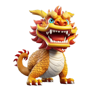 3D卡通中国龙华丽图形风格素材