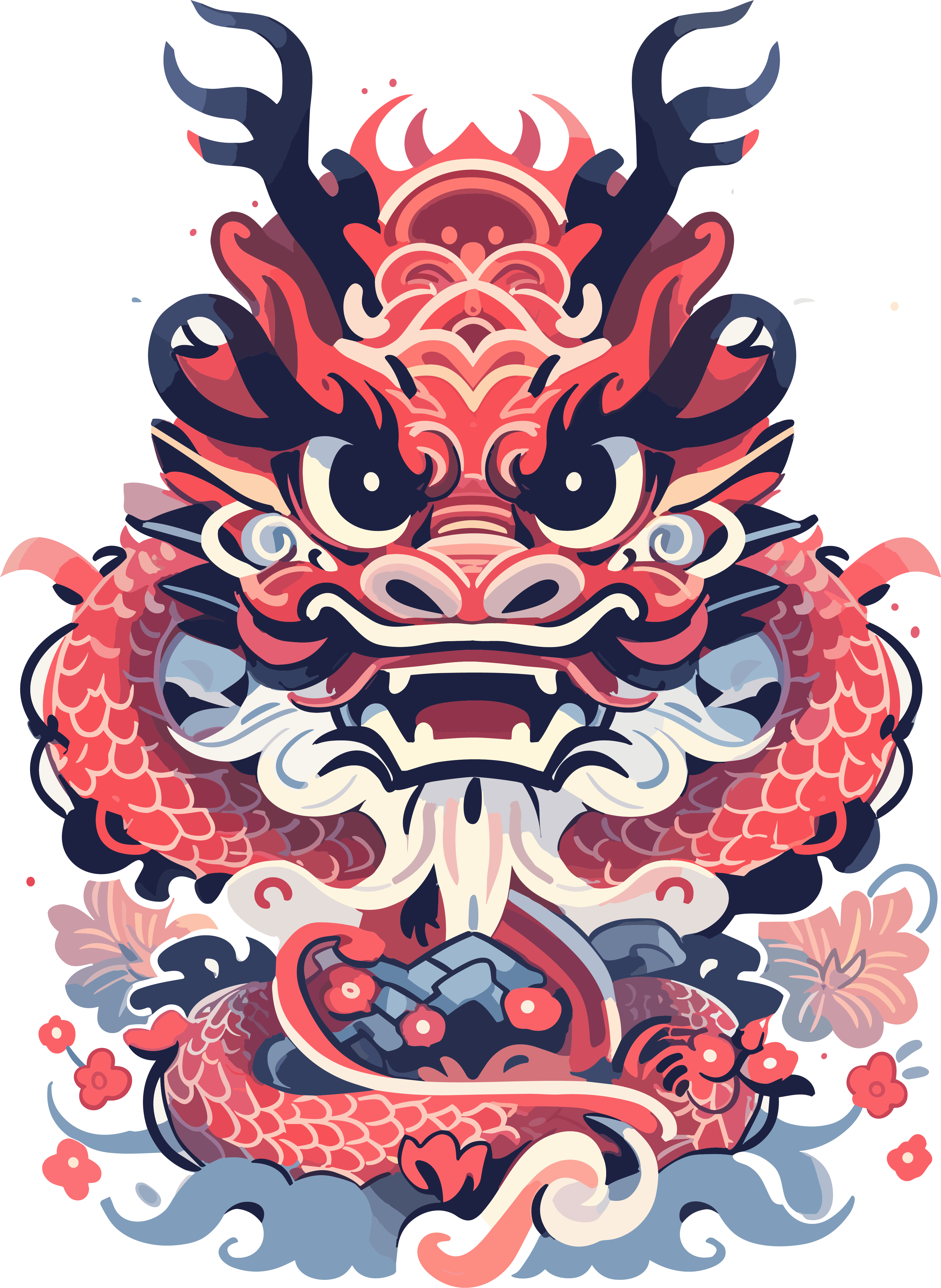 可爱3D红色中国龙PNG图形素材