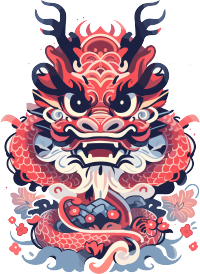 可爱3D红色中国龙PNG图形素材