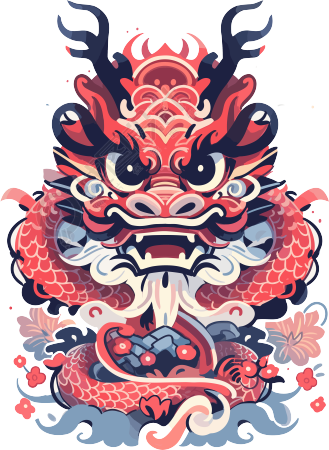 可爱3D红色中国龙PNG图形素材