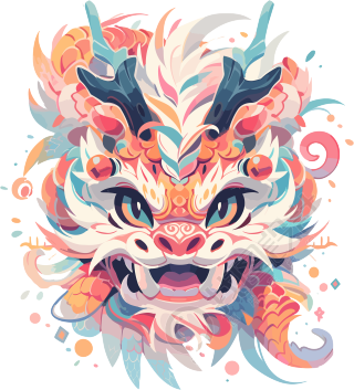 手绘红色中国龙创意设计素材插画