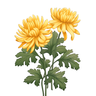 油画风格的黄色菊花素材