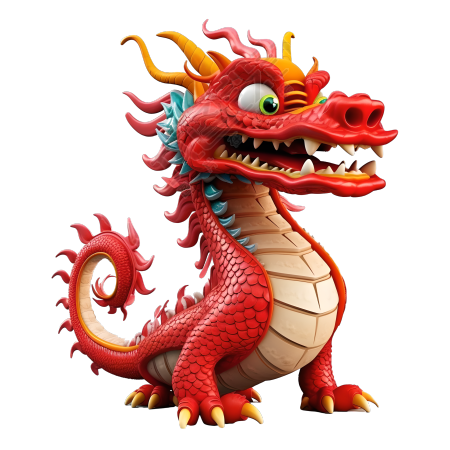 创意设计3D中国龙透明背景素材