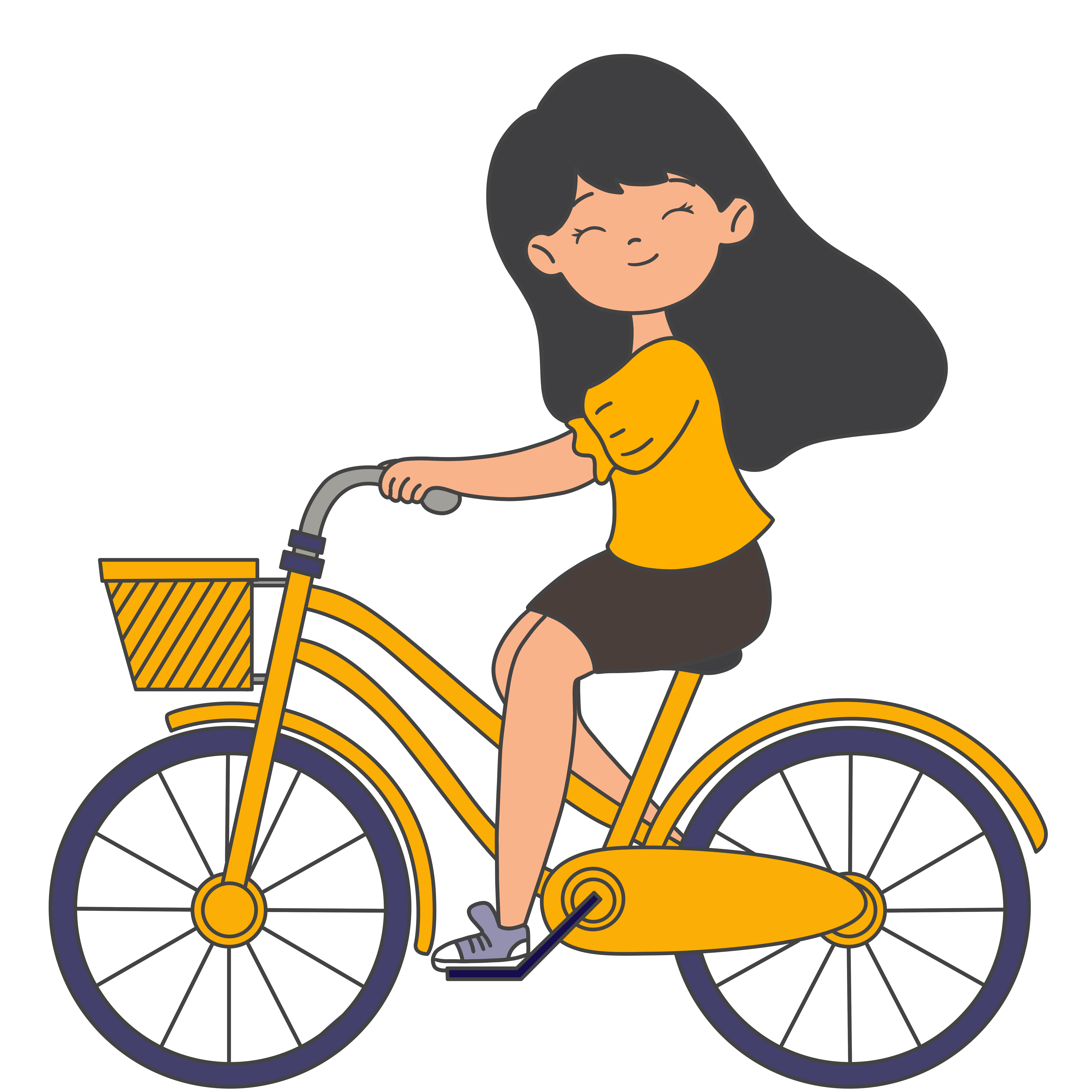 骑车小女孩透明背景素材