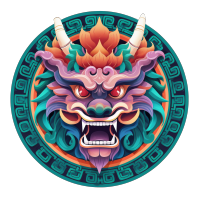 龙形徽章国潮风透明背景插画