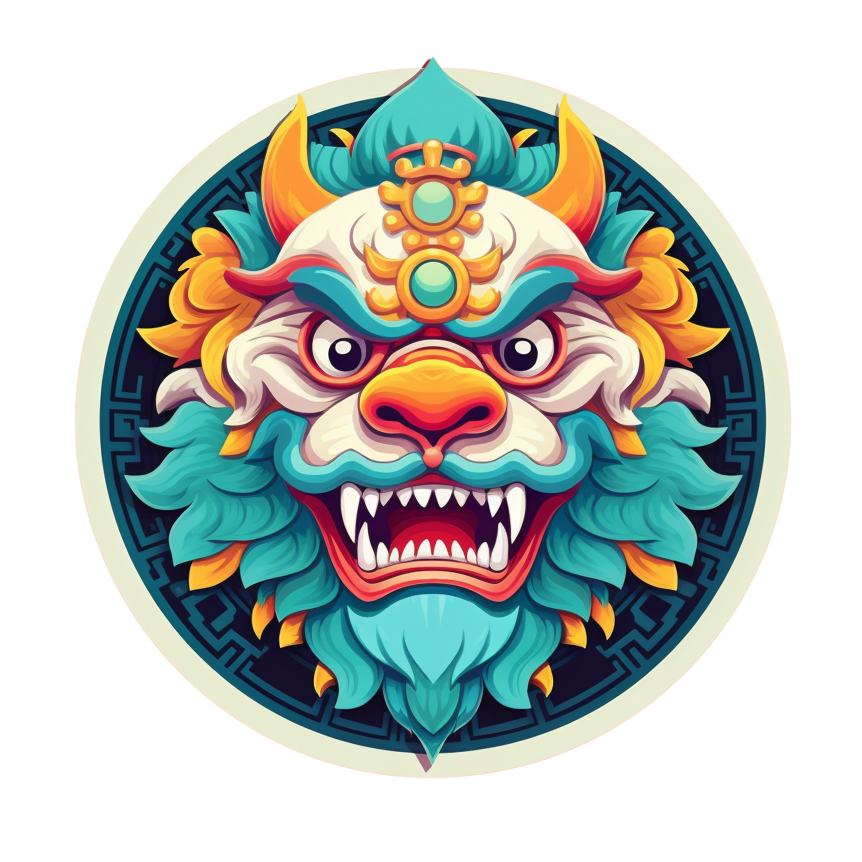 创意设计中国狮子透明背景插画