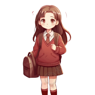 动漫少女手拿手袋清晰插画