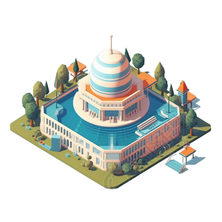 3D立体树木建筑插画设计