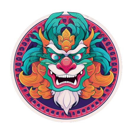 高清创意设计彩色龙形徽章素材