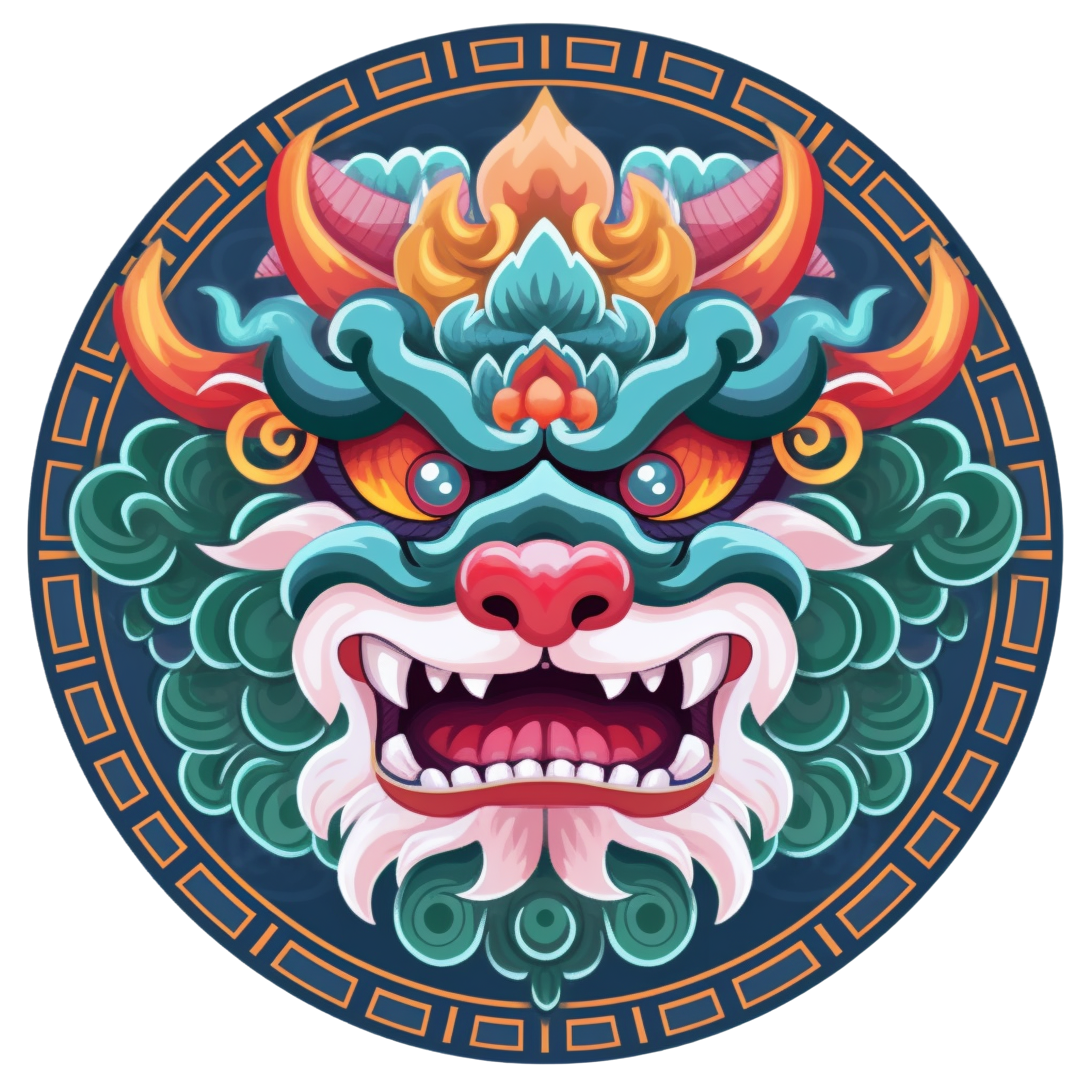 商业设计中国龙头透明背景插画