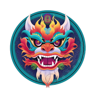 龙纹徽章圆形造型素材