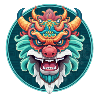 中国龙头PNG素材圆形插图