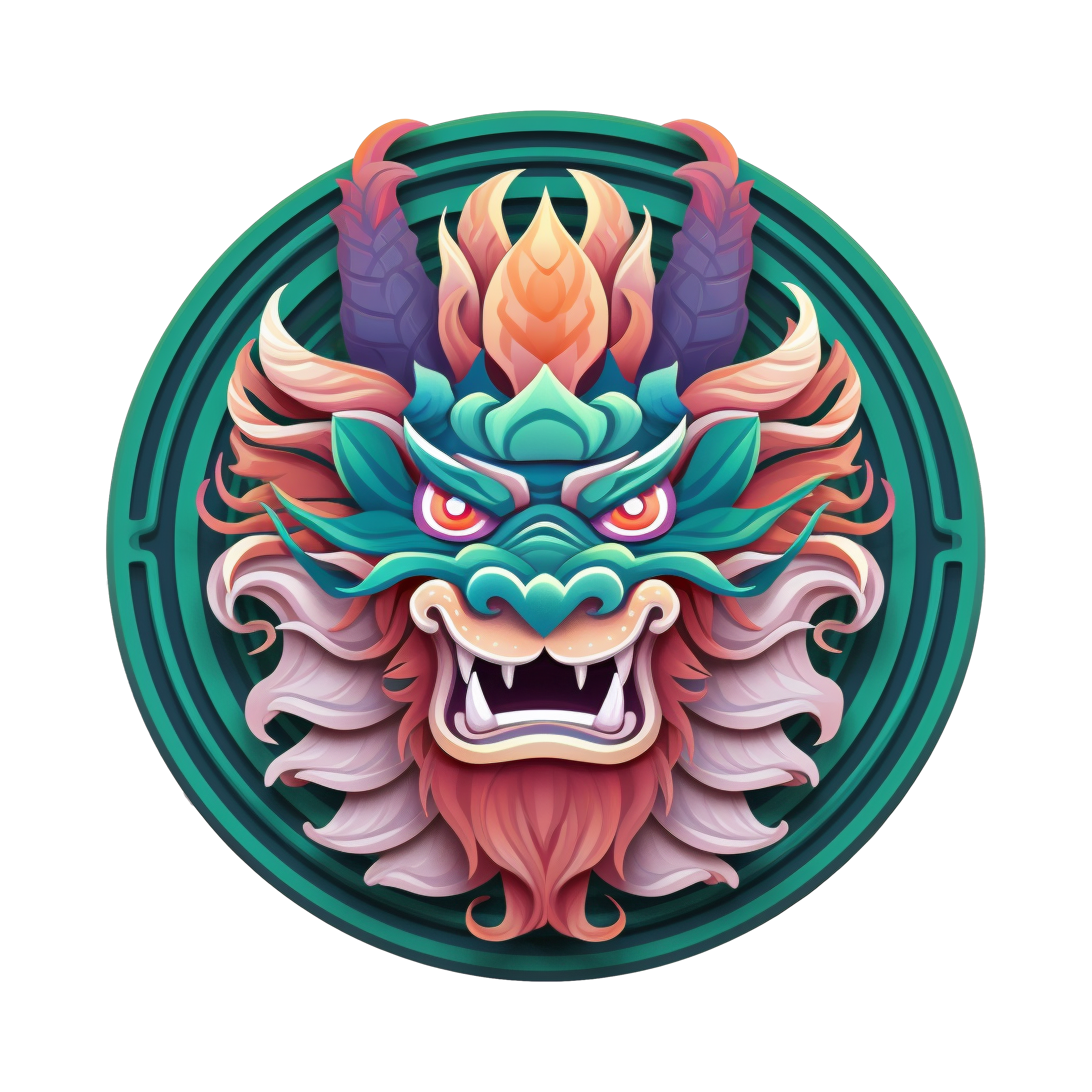 华丽多彩的龙形徽章插图