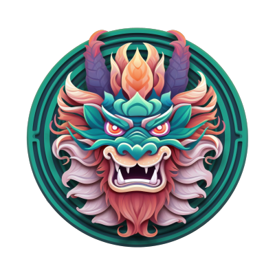 华丽多彩的龙形徽章插图