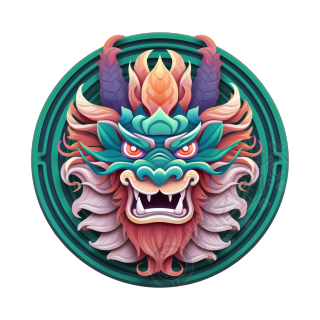 华丽多彩的龙形徽章插图
