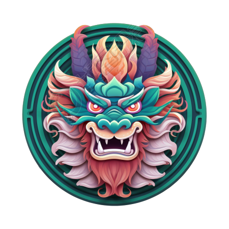 华丽多彩的龙形徽章插图