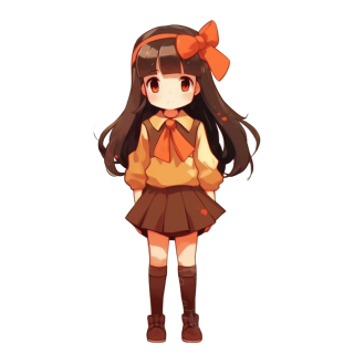 动漫少女浅栗色插画