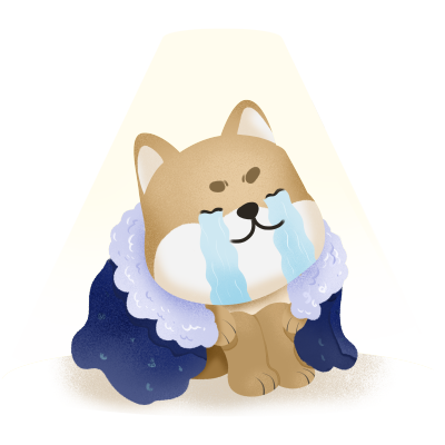 手绘光棍节哭泣的狗狗创意插图