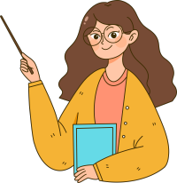 可爱的女老师正在教学手绘插画