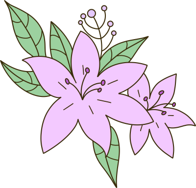 粗线条手绘紫色花透明背景素材