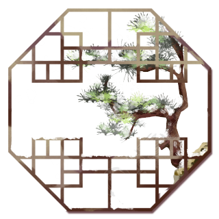 二十四节气小雪古风窗户松树美景插图