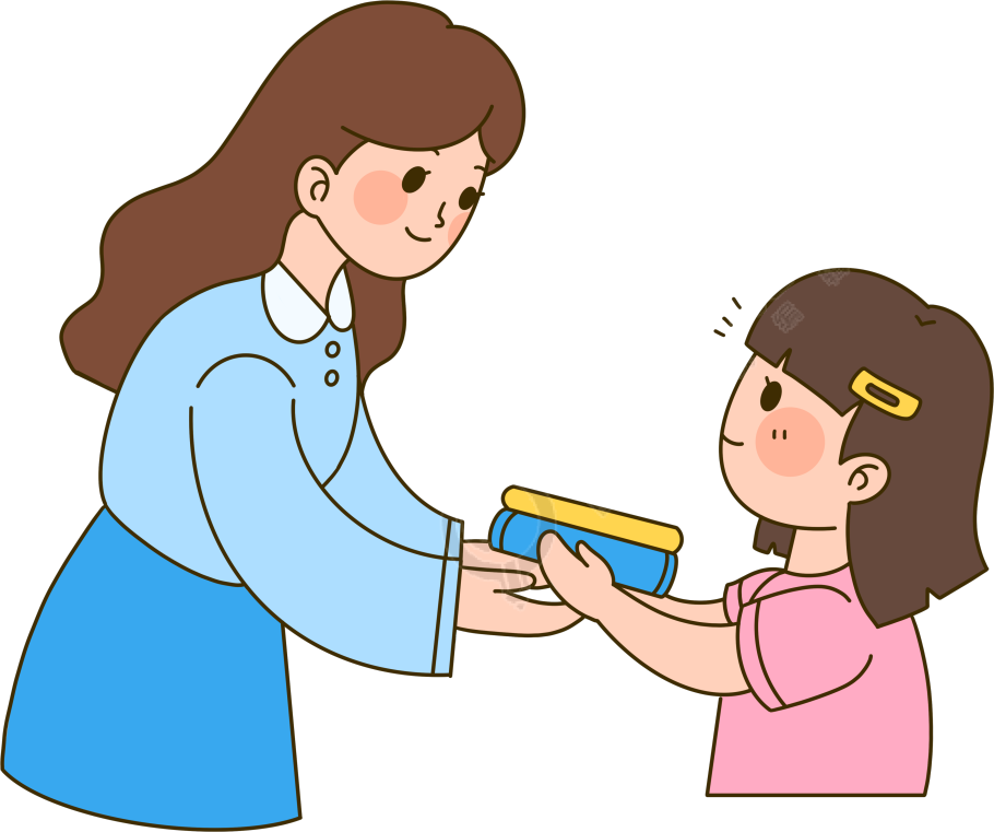 双手把书籍交给老师礼貌待人插画
