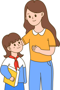学生与老师的温馨场景透明背景插图