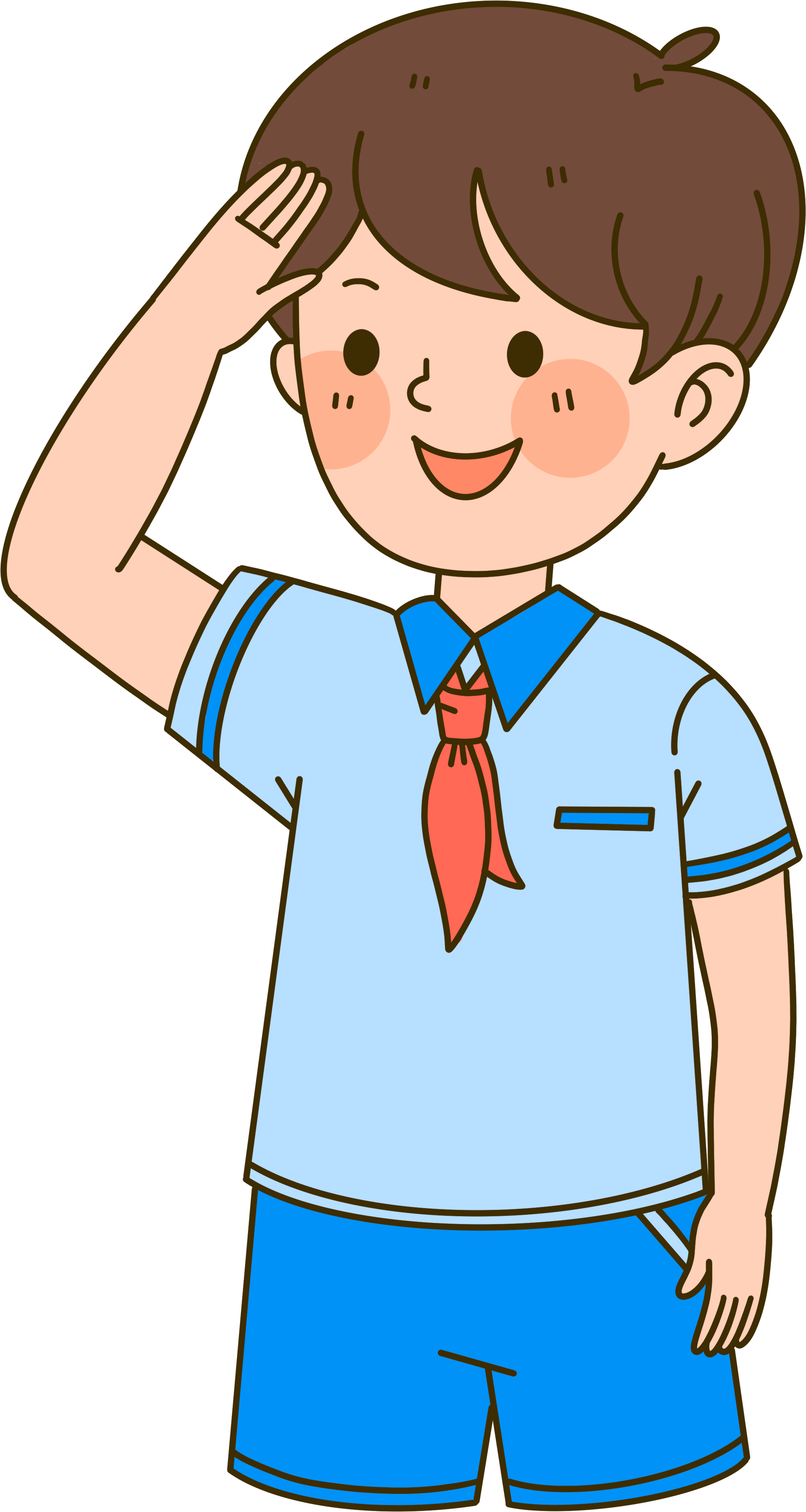 带红领巾敬礼的小学生PNG素材