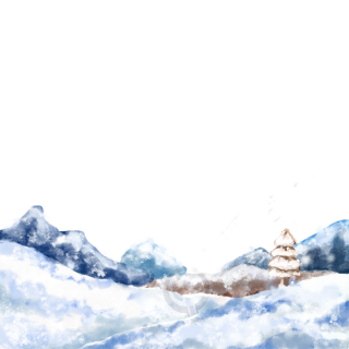 小雪节气雪后的山坡美景PNG插图