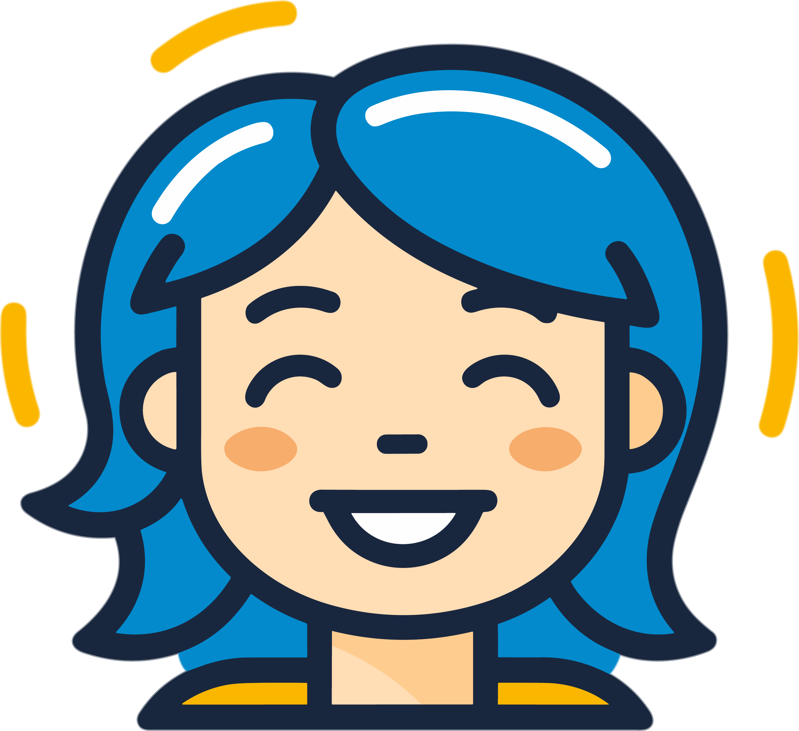 大笑女孩头像现代线条图标素材