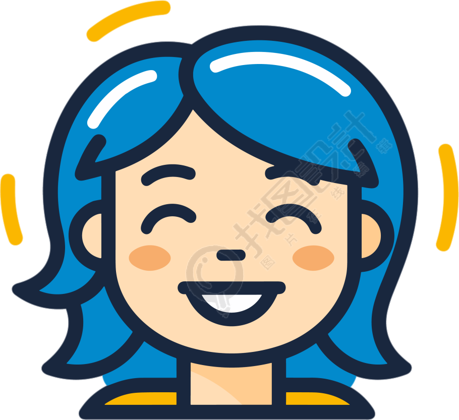 大笑女孩头像现代线条图标素材