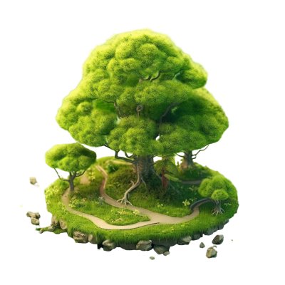 创意设计绿树和草坪插画素材