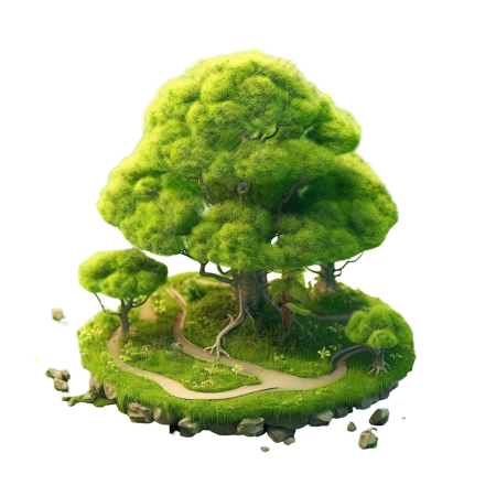 创意设计绿树和草坪插画素材